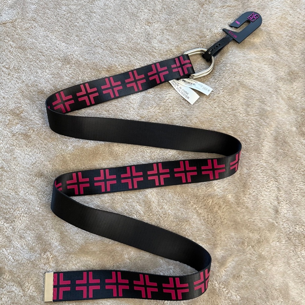 NWT Black Belt with Pink Cross Design